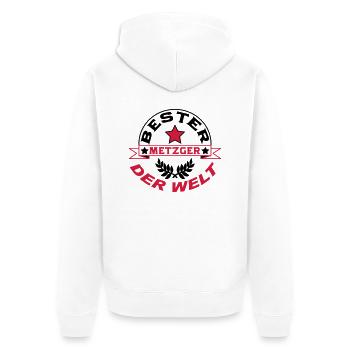 Metzger / Backer / Butcher / Baker / Vati - Unisex Premium Organic Zip Hoodie - white - Back - Thijin (182cm)