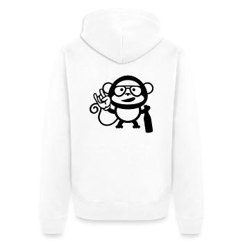 monkey party cool - Unisex Premium Bio Zip Hoodie - Weiß - Hinten - Thijin (182cm)