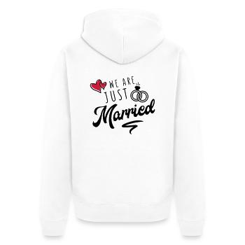 we are just married - Unisex Premium Bio Zip Hoodie - Weiß - Hinten - Thijin (182cm)