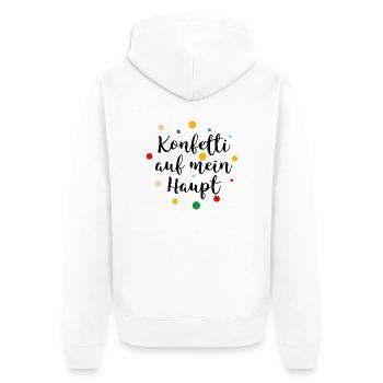 Konfetti auf mein Haupt - Unisex Premium Bio Zip Hoodie - Weiß - Hinten - Thijin (182cm)