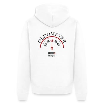 OLDOMETER 45e anniversaire - Veste à capuche bio Premium Unisexe - blanc - Dos - Thijin (182cm)