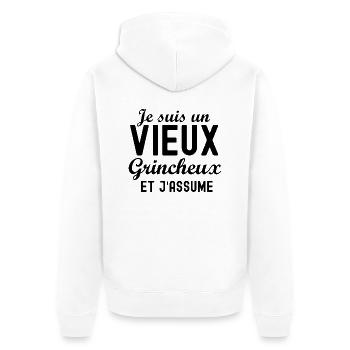 je suis vieux et grincheux - Veste à capuche bio Premium Unisexe - blanc - Dos - Thijin (182cm)