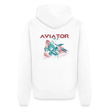 Aviator Hubschrauber - Unisex Premium Bio Zip Hoodie - Weiß - Hinten - Thijin (182cm)