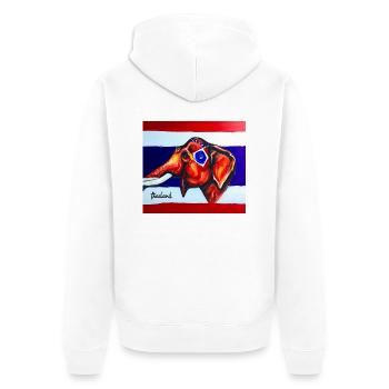 Thai Elefant - Unisex Premium Bio Zip Hoodie - Weiß - Hinten - Thijin (182cm)