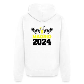 Madrid 2024 - Veste à capuche bio Premium Unisexe - blanc - Dos - Thijin (182cm)