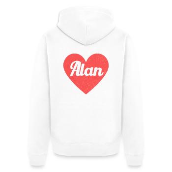 Alan Name Rotes Herz Liebe Fan Retro - Unisex Premium Bio Zip Hoodie - Weiß - Hinten - Thijin (182cm)
