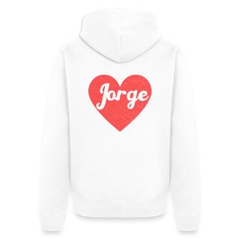 Jorge Name Rotes Herz Liebe Fan Retro - Unisex Premium Bio Zip Hoodie - Weiß - Hinten - Thijin (182cm)