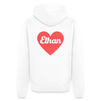 Ethan Name Rotes Herz Liebe Fan Retro - Unisex Premium Bio Zip Hoodie - Weiß - Hinten - Thijin (182cm)