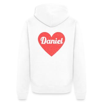 Daniel Name Rotes Herz Liebe Fan Retro - Unisex Premium Bio Zip Hoodie - Weiß - Hinten - Thijin (182cm)