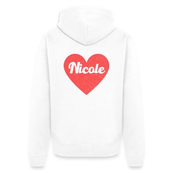 Nicole Name Rotes Herz Liebe Fan Retro - Unisex Premium Bio Zip Hoodie - Weiß - Hinten - Thijin (182cm)