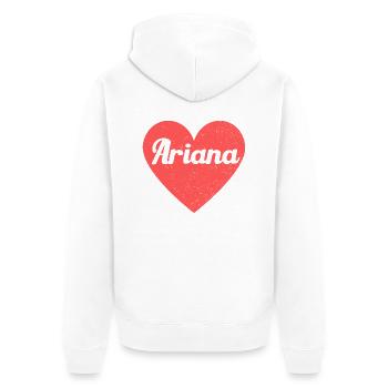 Ariana Name Rotes Herz Liebe Fan Retro - Unisex Premium Bio Zip Hoodie - Weiß - Hinten - Thijin (182cm)