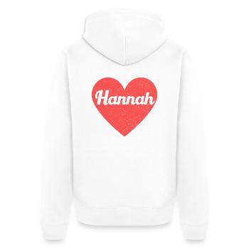Hannah Name Rotes Herz Liebe Fan Retro - Unisex Premium Bio Zip Hoodie - Weiß - Hinten - Thijin (182cm)