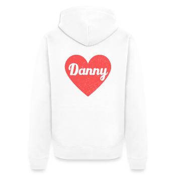 Danny Nom Coeur Rouge Amour Fan Rétro - Veste à capuche bio Premium Unisexe - blanc - Dos - Thijin (182cm)