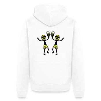 Strichmännchen Bier Party Urlaub - Unisex Premium Bio Zip Hoodie - Weiß - Hinten - Thijin (182cm)