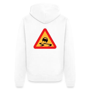 Rutsch-Auto-Warnschild - Unisex Premium Bio Zip Hoodie - Weiß - Hinten - Thijin (182cm)