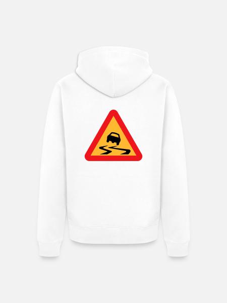 Rutsch-Auto-Warnschild - Unisex Premium Bio Zip Hoodie - Weiß