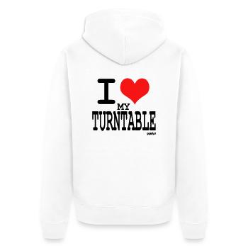 turntable - Unisex Premium Organic Zip Hoodie - white - Back - Thijin (182cm)
