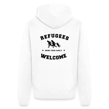 refugees welcome - Unisex Premium Bio Zip Hoodie - Weiß - Hinten - Thijin (182cm)