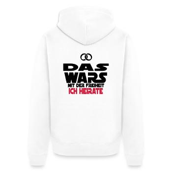 das wars ich heirate - Unisex Premium Bio Zip Hoodie - Weiß - Hinten - Thijin (182cm)
