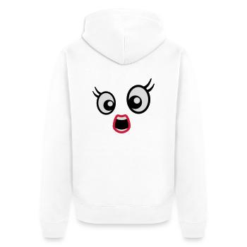Frightened Looking Cartoon Face Woman Female - Unisex Premium Organic Zip Hoodie - white - Back - Thijin (182cm)