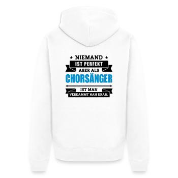 Funshirt Chorsänger - Unisex Premium Bio Zip Hoodie - Weiß - Hinten - Thijin (182cm)