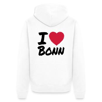 I Love Bonn - Unisex Premium Bio Zip Hoodie - Weiß - Hinten - Thijin (182cm)