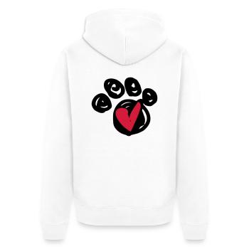 pfoterl - Unisex Premium Bio Zip Hoodie - Weiß - Hinten - Thijin (182cm)