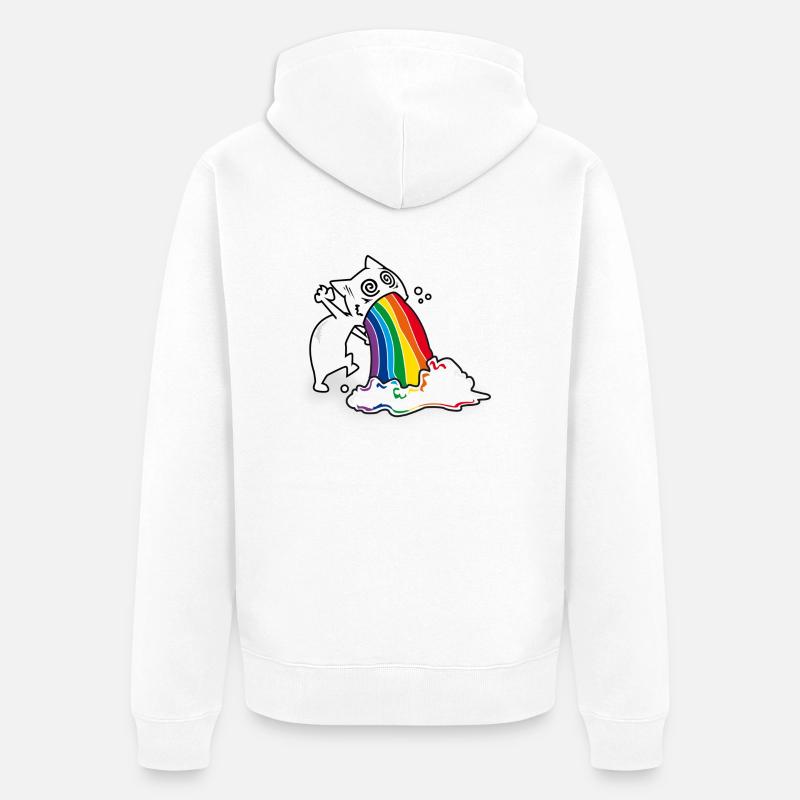 Regenbogenkotze chat - Veste à capuche bio Premium Unisexe - blanc