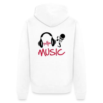music_27 - Unisex Premium Organic Zip Hoodie - white - Back - Thijin (182cm)