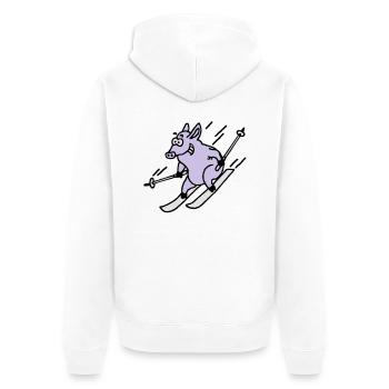 pistensau_02_c_3c - Unisex Premium Organic Zip Hoodie - white - Back - Thijin (182cm)