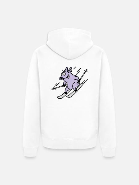 pistensau_02_c_3c - Unisex Premium Bio Zip Hoodie - Weiß