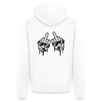 Cool Fuck Off Hands - Unisex Premium Bio Zip Hoodie - Weiß - Hinten - Thijin (182cm)
