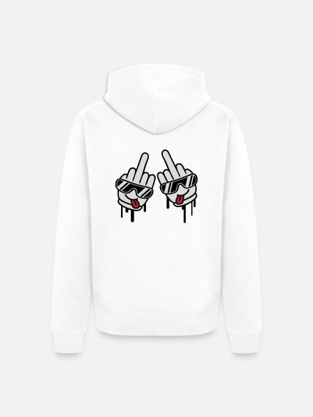 Cool Fuck Off Hands - Unisex Premium Organic Zip Hoodie - white