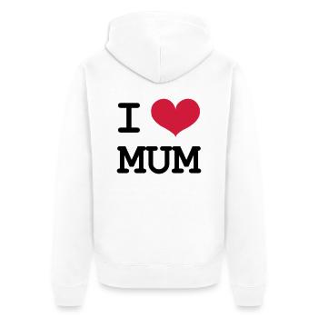 I Love Mum - Unisex Premium Bio Zip Hoodie - Weiß - Hinten - Thijin (182cm)