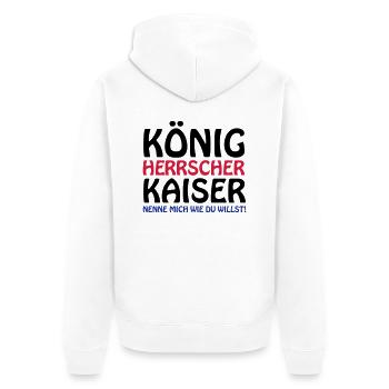 koenig_kaiser3 - Unisex Premium Bio Zip Hoodie - Weiß - Hinten - Thijin (182cm)