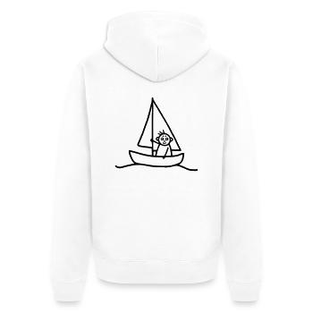 Sailing man - Segelboot - Unisex Premium Bio Zip Hoodie - Weiß - Hinten - Thijin (182cm)
