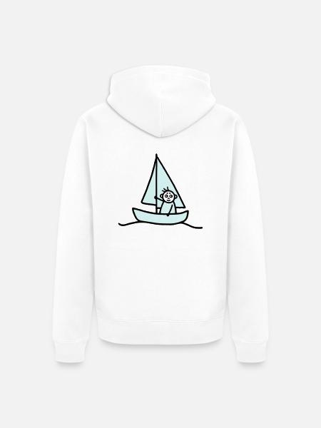 Sailing man - Segelboot - V2 - Unisex Premium Bio Zip Hoodie - Weiß
