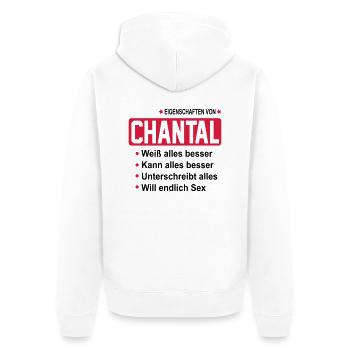 chantal - Unisex Premium Bio Zip Hoodie - Weiß - Hinten - Thijin (182cm)
