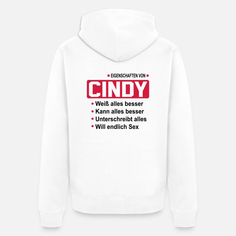 cindy - Unisex Premium Bio Zip Hoodie - Weiß