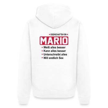mario - Unisex Premium Bio Zip Hoodie - Weiß - Hinten - Thijin (182cm)
