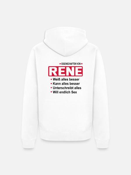 rene - Unisex Premium Bio Zip Hoodie - Weiß