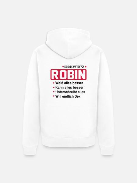 robin - Unisex Premium Bio Zip Hoodie - Weiß