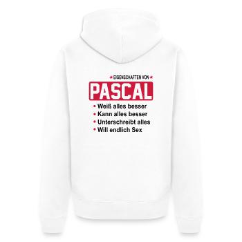 pascal - Unisex Premium Bio Zip Hoodie - Weiß - Hinten - Thijin (182cm)