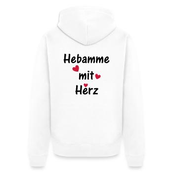 Hebamme mit Herz - Unisex Premium Bio Zip Hoodie - Weiß - Hinten - Thijin (182cm)