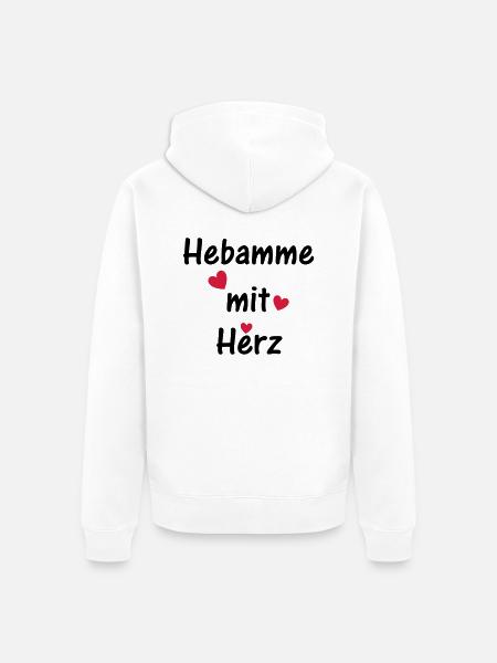 Hebamme mit Herz - Unisex Premium Bio Zip Hoodie - Weiß