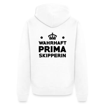 Skipper / Skipperin / Segeln / Windsurfen / Boot - Unisex Premium Bio Zip Hoodie - Weiß - Hinten - Thijin (182cm)