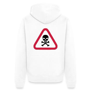 skull danger triangle panel 280) - Unisex Premium Organic Zip Hoodie - white - Back - Thijin (182cm)