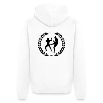 fighter design - Unisex Premium Bio Zip Hoodie - Weiß - Hinten - Thijin (182cm)