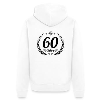60 jahre kranz - Unisex Premium Bio Zip Hoodie - Weiß - Hinten - Thijin (182cm)