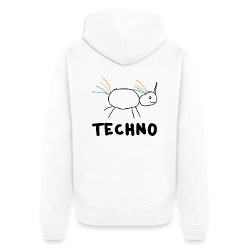 Licorne Techno Unicorn Party Raver Humour amusant - Veste à capuche bio Premium Unisexe - blanc - Dos - Thijin (182cm)